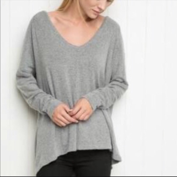 Brandy Melville Sweaters - Brandy Melville · Gray Wool Blend V-neck Sweater